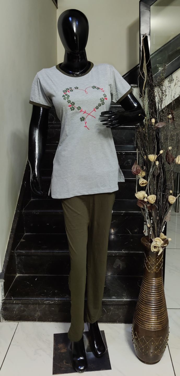 Cotton Round Neck Night Suit