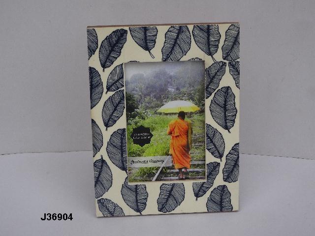Blue Color Bone Inlay Photo Frame With Leaf Work
