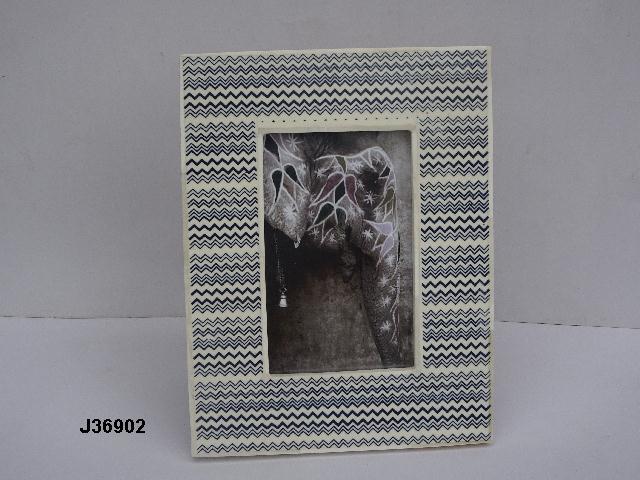 Blue Color Bone Inlay Photo Frame With Leaf Work