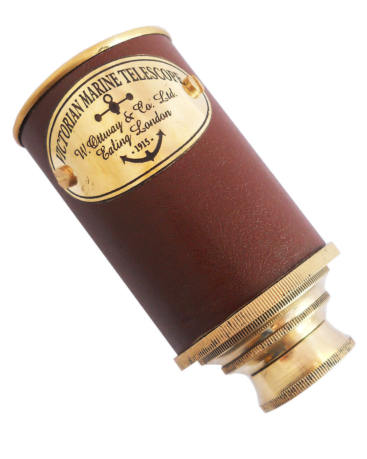 Brass Telescope 6" ~ 1915 Victorian Marine Telescope Leather Sheathed Size: 6 Inch Extend