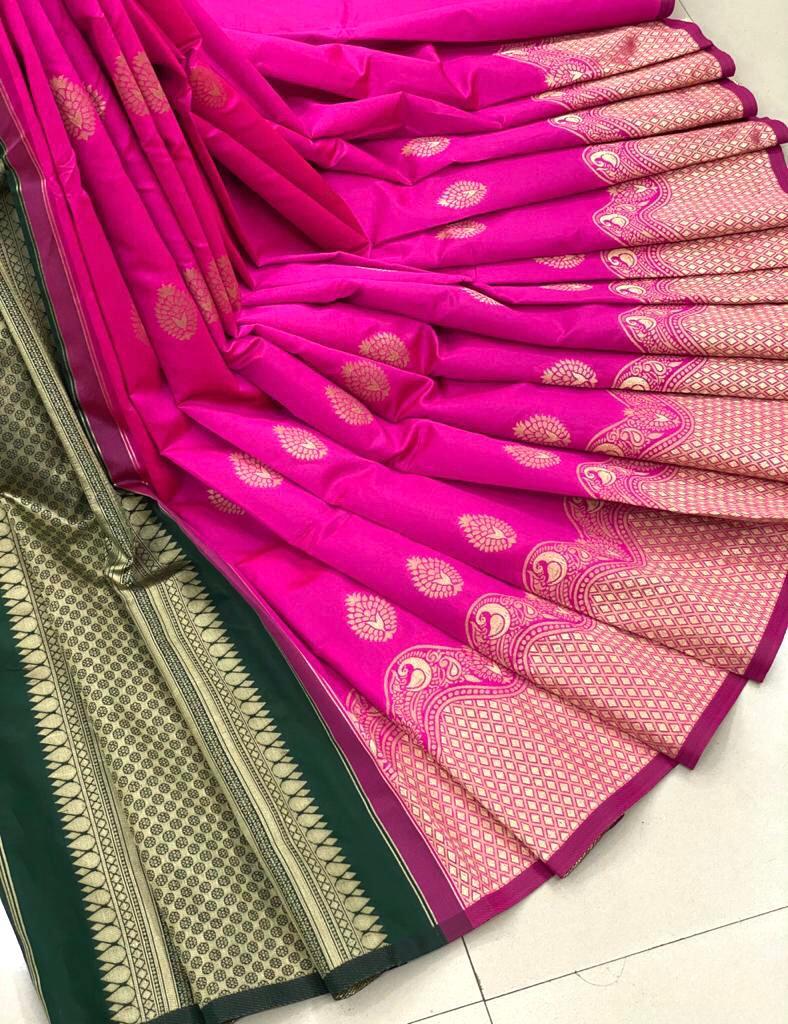 Banarasi Silk Saree - Elegant Silk Fabric With Kadwa Weave, Multi-color Sequins Closure For Traditional Occasions