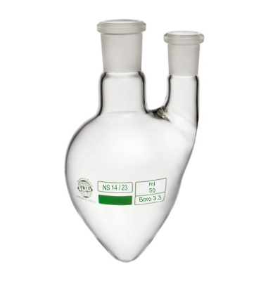 Flask, Pear Shape With Two Neck 50 Ml Equipment Materials: Borosilicate 3.3