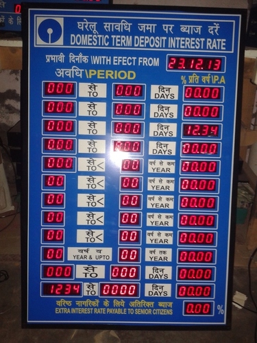 Interest Rate Display Panel Bank Interest Rate Boards at Best Price in Delhi | Keshu Electronics