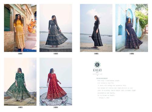 Womaniya Vol-3 - Gold Foil Designer Party Wear Long Gowns, Full Sleeves, Quick Dry & Washable, Sizes M To 3xl