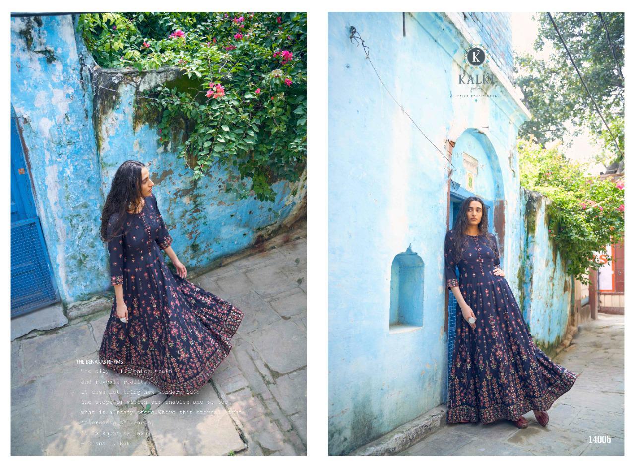 Womaniya Vol-3 - Gold Foil Designer Party Wear Long Gowns, Full Sleeves, Quick Dry & Washable, Sizes M To 3xl