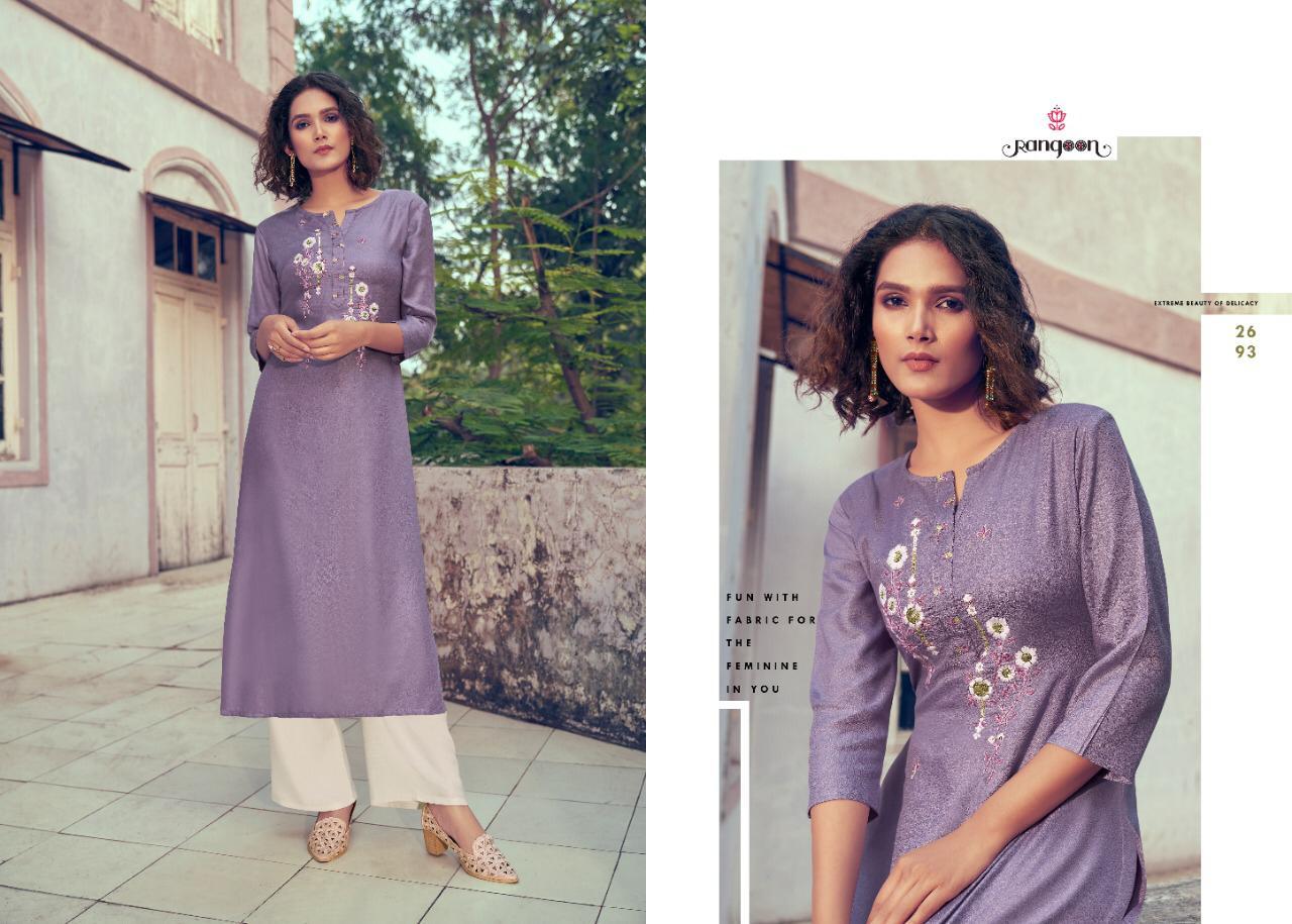 Dry Cleaning Style On Viscose Moss Long Kurti & Handwork With Plazzo