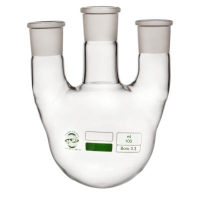 Flasks , Round Bottom, 3 Neck Parallel 100 Ml Equipment Materials: Borosilicate 3.3