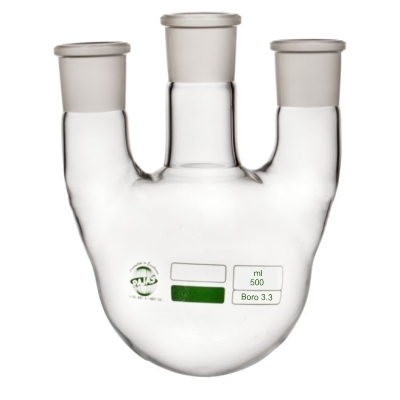 Flasks , Round Bottom, 3 Neck Parallel 500 Ml Equipment Materials: Borosilicate 3.3