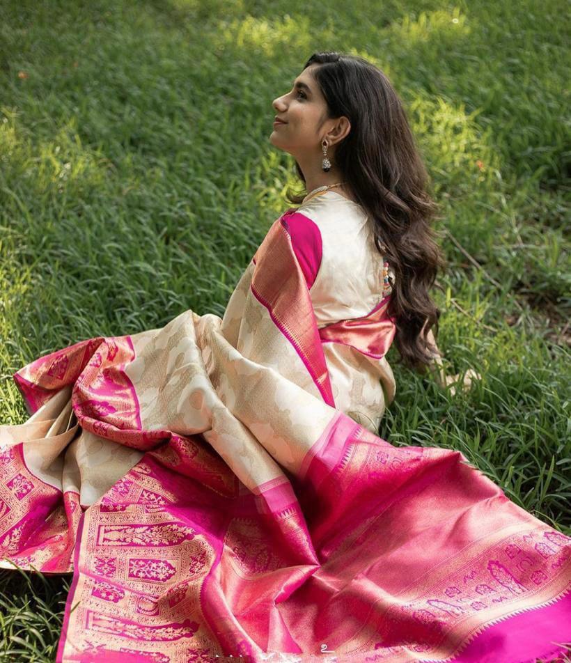Kaveri Soft Lichi Silk Saree - Golden Zari All Over, Trendy Grand Pallu With Beautiful Weaving Jacquard Blouse Piece, Multi Color Ethnic Attire For All Seasons