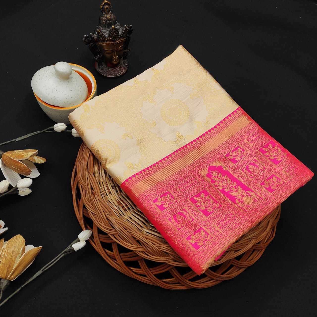Kaveri Soft Lichi Silk Saree - Golden Zari All Over, Trendy Grand Pallu With Beautiful Weaving Jacquard Blouse Piece, Multi Color Ethnic Attire For All Seasons