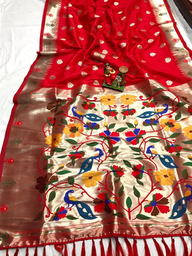 Paithani Saree - Cotton Silk, Woven Design With Zari Work | Suitable For Traditional Occasions In Spring, Summer, And Winter