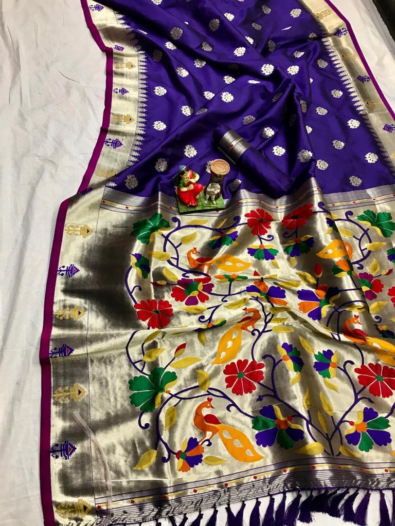 Paithani Saree - Cotton Silk, Woven Design With Zari Work | Suitable For Traditional Occasions In Spring, Summer, And Winter