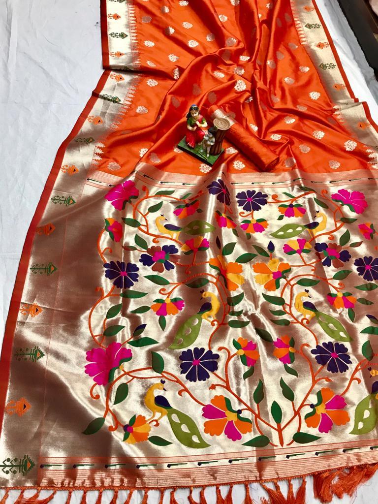 Paithani Saree - Cotton Silk, Woven Design With Zari Work | Suitable For Traditional Occasions In Spring, Summer, And Winter