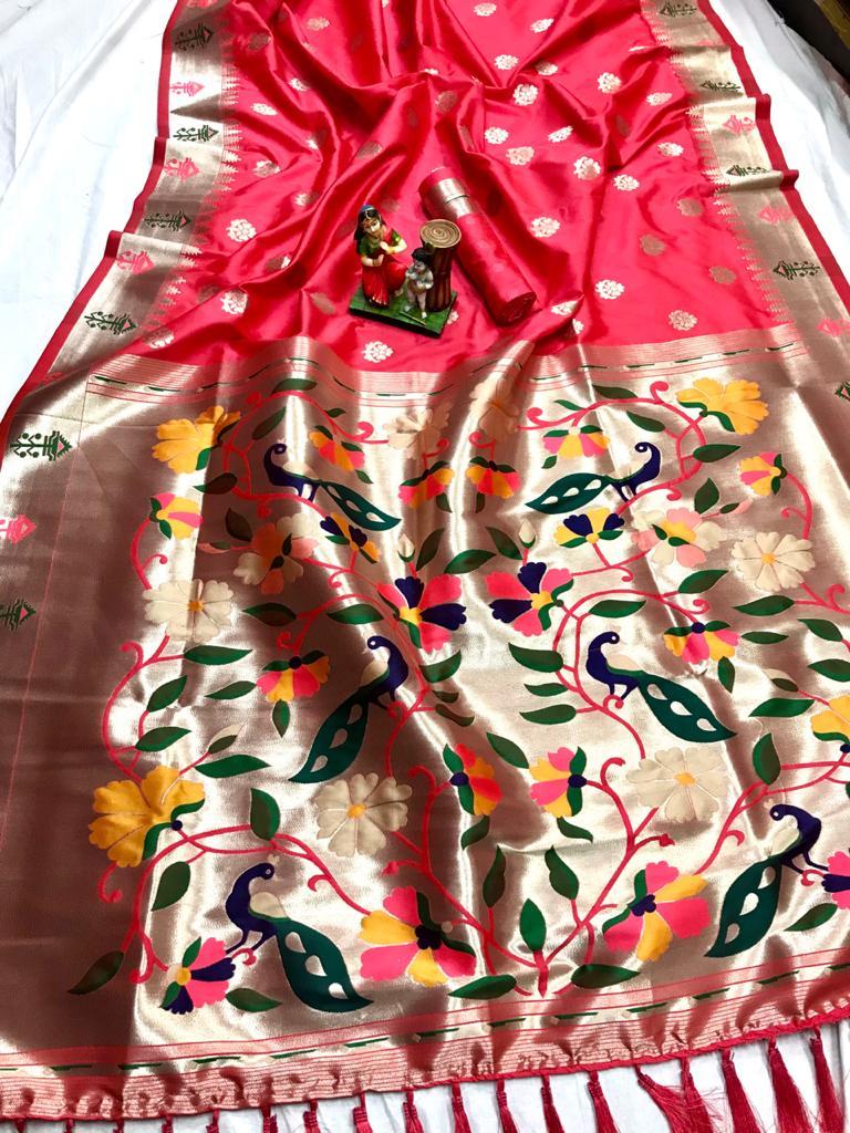 Paithani Saree - Cotton Silk, Woven Design With Zari Work | Suitable For Traditional Occasions In Spring, Summer, And Winter