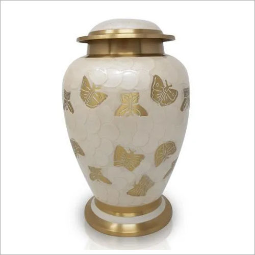 White & Golden Brass Dove Urn