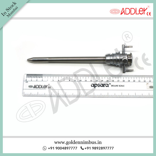 ADDLER Laparoscopic Hasson Trocar 10mm - Steel, 5 x 5 x 10 Inch, Semi-Automatic, Portable, Waterproof, Sterilized, Reusable Instruments