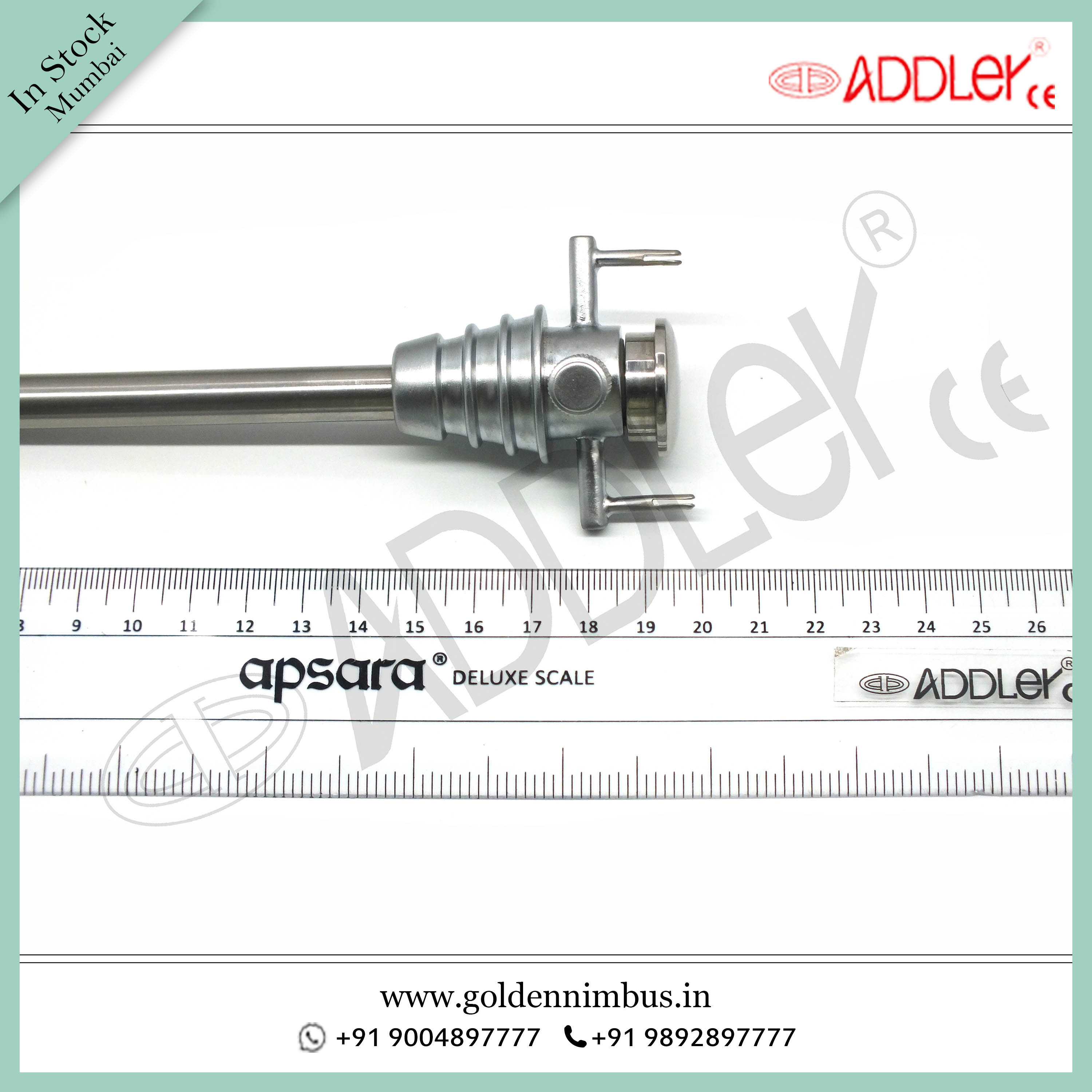 Addler Laparoscopic Hasson Trocar 10mm - Steel, 5 X 5 X 10 Inch, Semi-automatic, Portable, Waterproof, Sterilized, Reusable Instruments