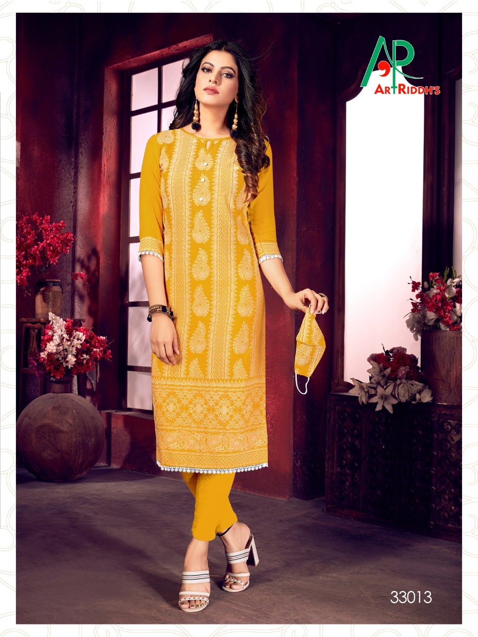 Mall Culture Premium Vol 5 Lakhnavi Style Structure Print Rayon Slub Kurtis - Rayon Slub, Sizes M, L, Xl, Xxl, 8 Vibrant Colors | Ethnic 3/4 Sleeve Style, Customized Logo, Dry Clean Only