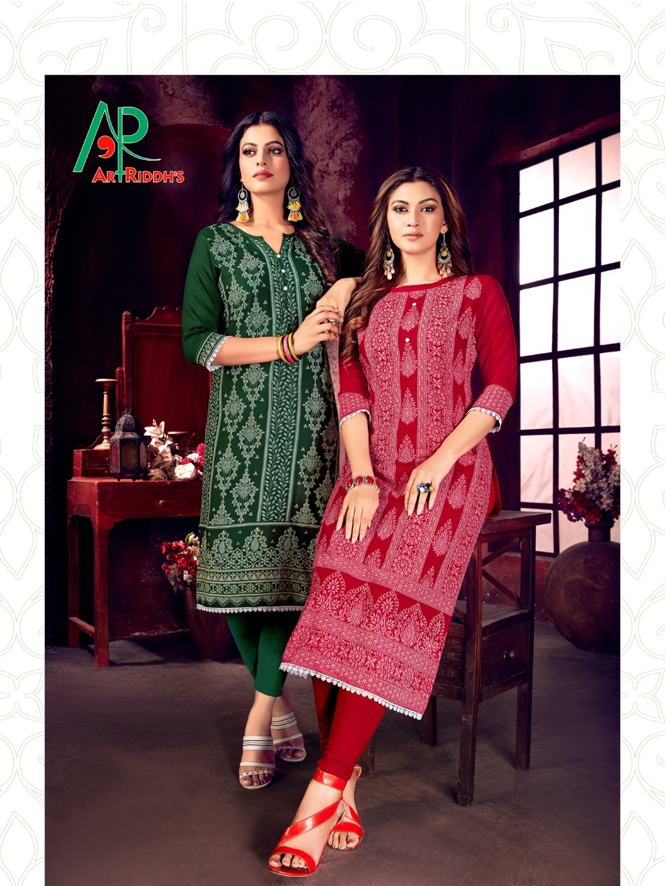 Mall Culture Premium Vol 5 Lakhnavi Style Structure Print Rayon Slub Kurtis - Rayon Slub, Sizes M, L, Xl, Xxl, 8 Vibrant Colors | Ethnic 3/4 Sleeve Style, Customized Logo, Dry Clean Only