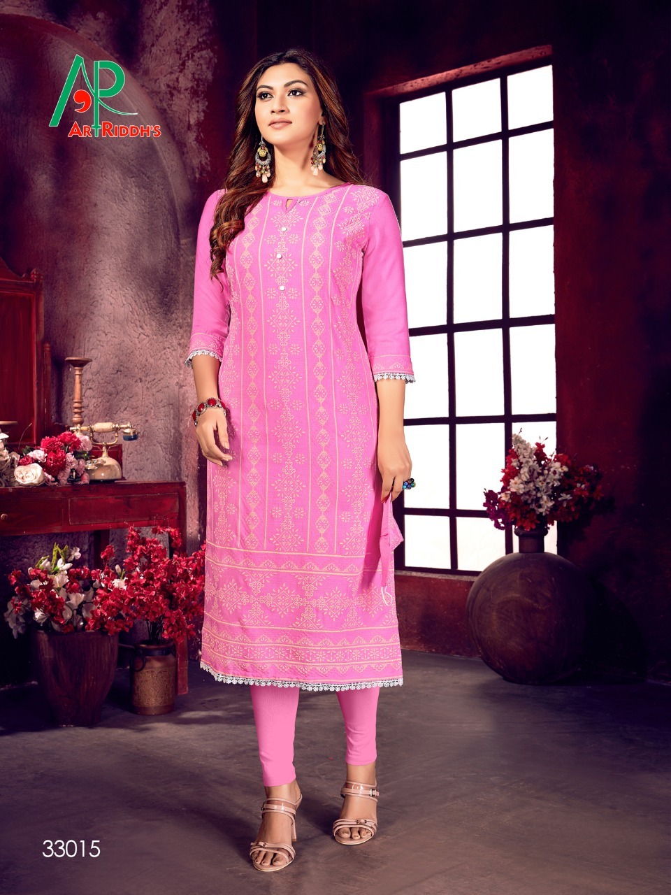 Mall Culture Premium Vol 5 Lakhnavi Style Structure Print Rayon Slub Kurtis - Rayon Slub, Sizes M, L, Xl, Xxl, 8 Vibrant Colors | Ethnic 3/4 Sleeve Style, Customized Logo, Dry Clean Only