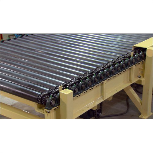 Heavy Duty Roller Conveyor - Stainless Steel, 60-100 Feet Long, Black Color | Load Capacity 3000kg, Chain Drive Transmission, Smooth Noise-Free Operation