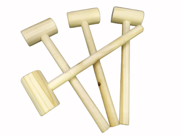 Wooden Cake Hammer - 9 Inch Length, Random Shade | Lightweight 60gms, Ideal For Kitchen Use