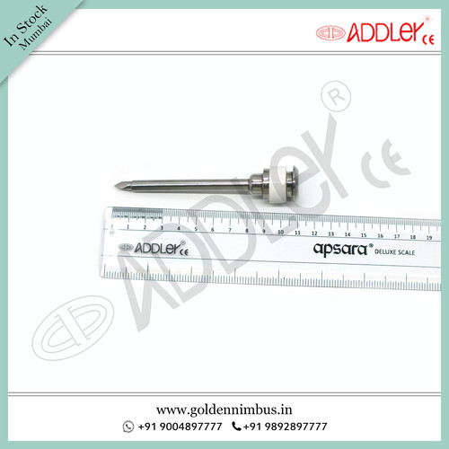 ADDLER Laparoscopic 5mm Metal Trocar - Steel Material, 5 x 5 x 10 cm Dimensions | Reusable, Sterilized, Semi-Automatic, Portable, CE Certified