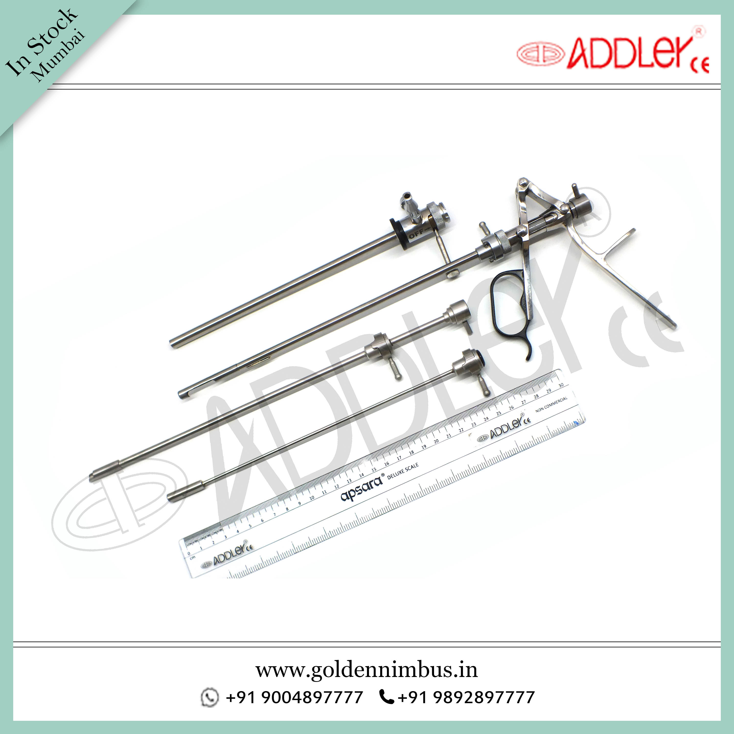 Addler Laparoscopic Endoscopic Stone Punch Set - Steel, 5x5x10 Inch | Semi-automatic, Reusable, Sterilized, Waterproof, Lightweight At 500 Grams