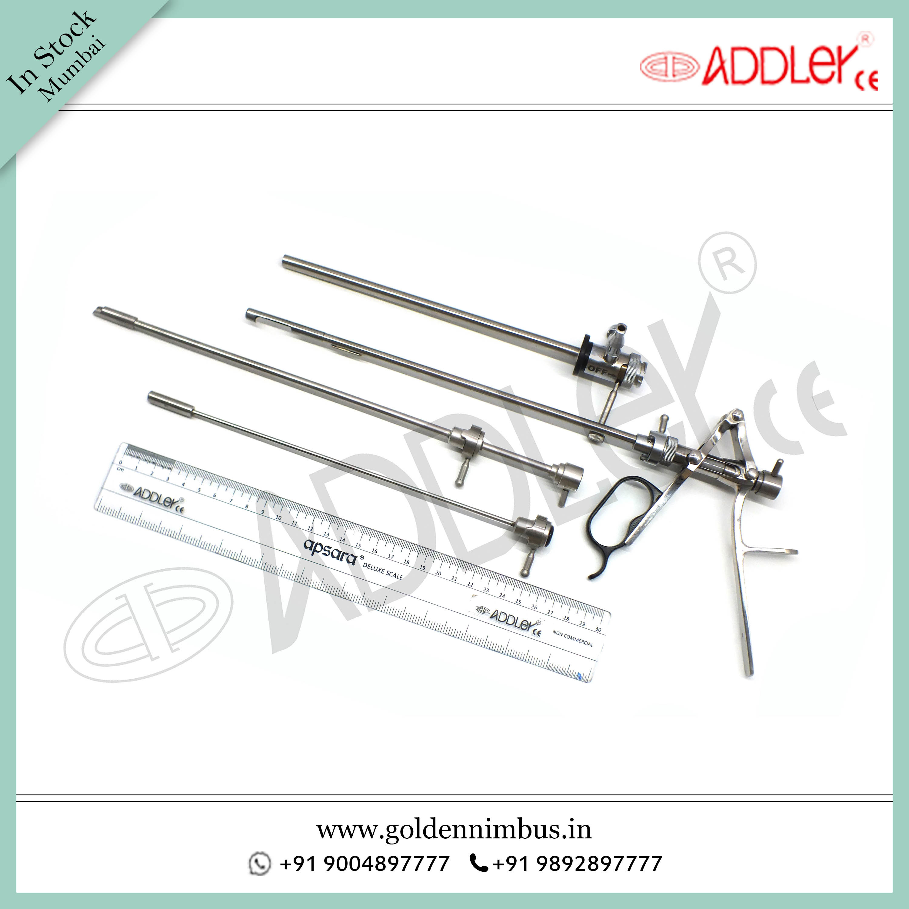 Addler Laparoscopic Endoscopic Stone Punch Set - Steel, 5x5x10 Inch | Semi-automatic, Reusable, Sterilized, Waterproof, Lightweight At 500 Grams