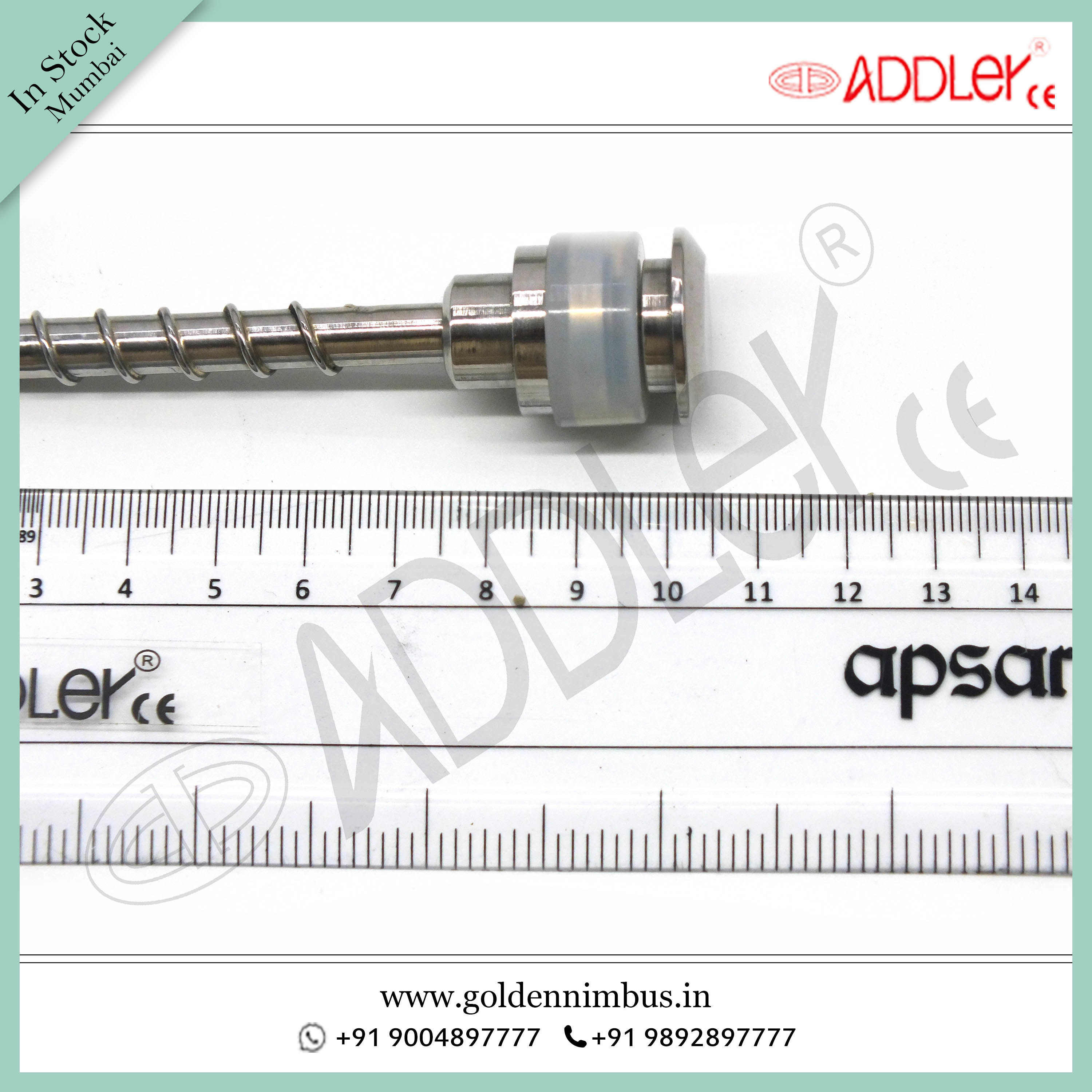 Addler Laparoscopic 5mm Spiral Metal Trocar - Steel, 5 X 5 X 10 Inch | Reusable, Semi-automatic, Sterilized, Portable, Waterproof, 500 Grams