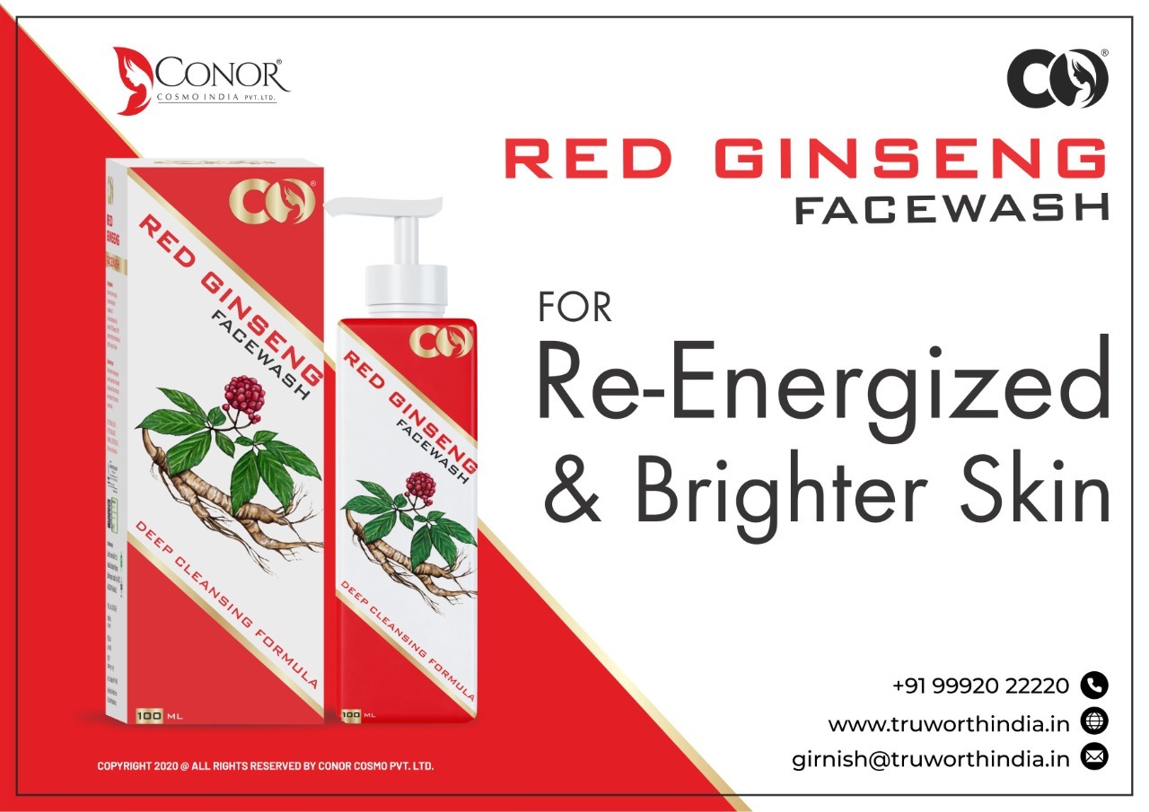 Red Ginseng Face Wash - Herbal Liquid For Re-energized & Brighter Skin | Glitter Effect, Smudge Proof, Safe For All Skin Types