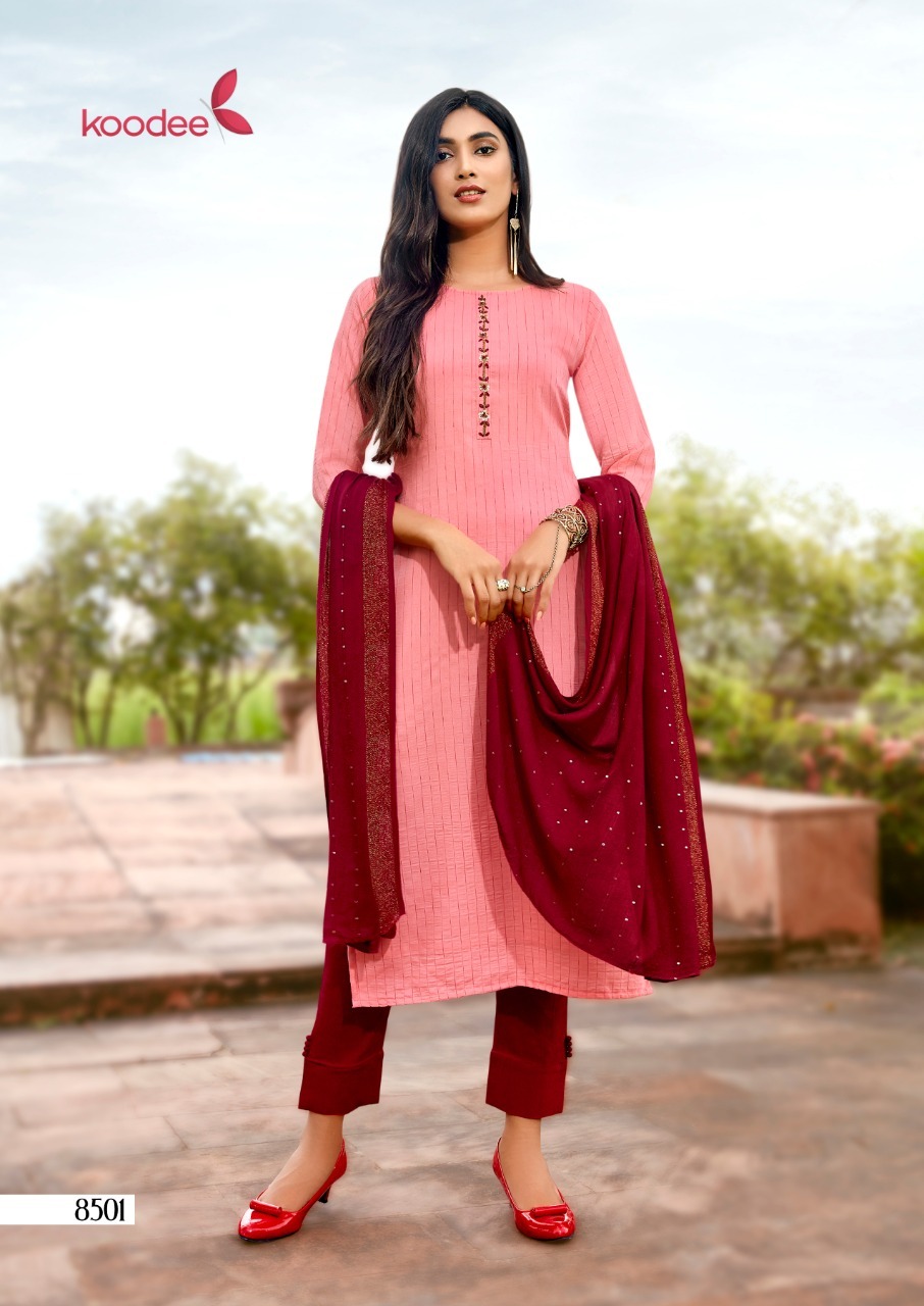 Dry Cleaning Saheli-1 Fancy Viscose With Cotton Kurtis Pant With Duppata