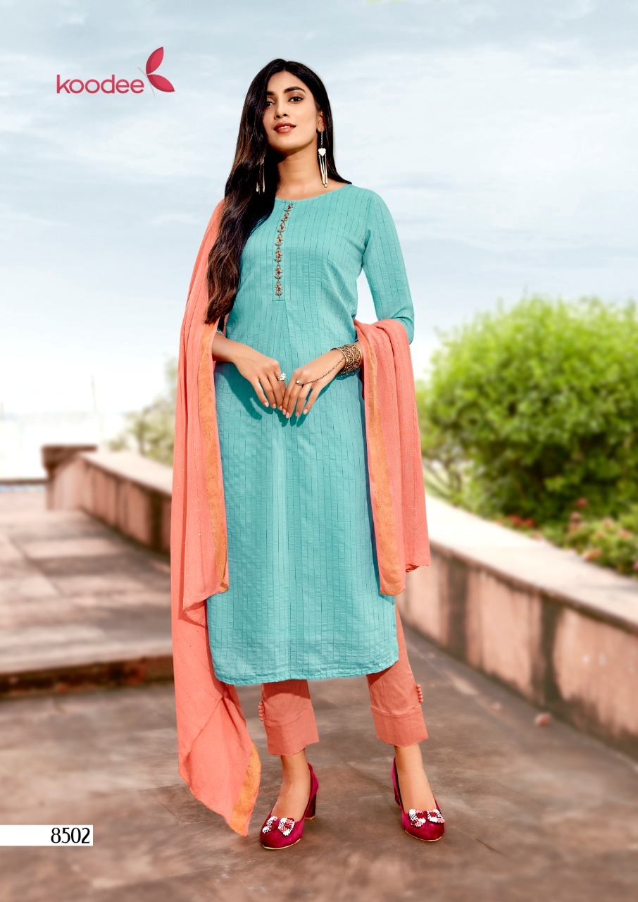 Dry Cleaning Saheli-1 Fancy Viscose With Cotton Kurtis Pant With Duppata
