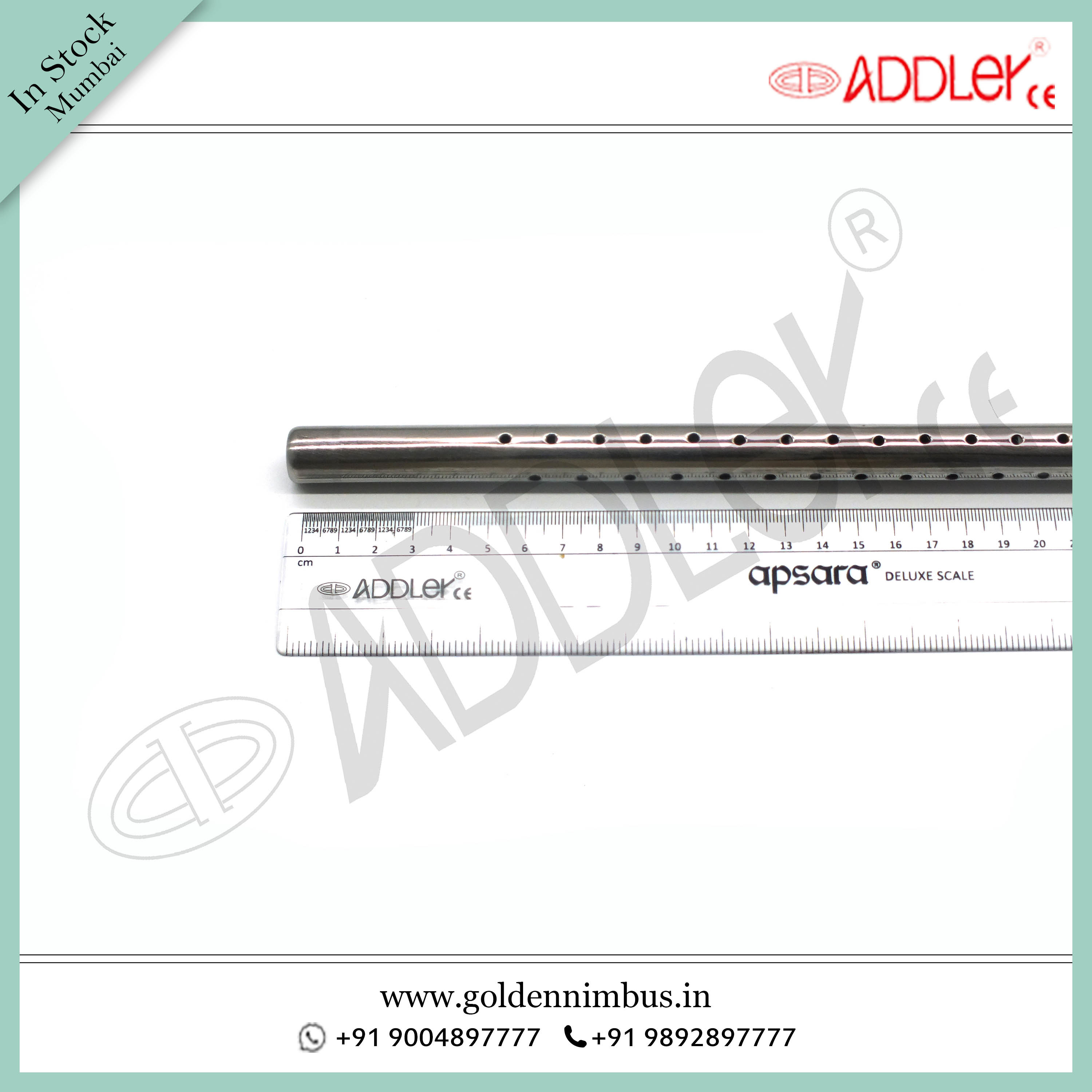 Addler Laparoscopic 10mm Scope Protection Sleeve - Steel, 5 X 5 X 10 Inch, Waterproof, Semi-automatic, Sterilized, Portable, 500 Grams