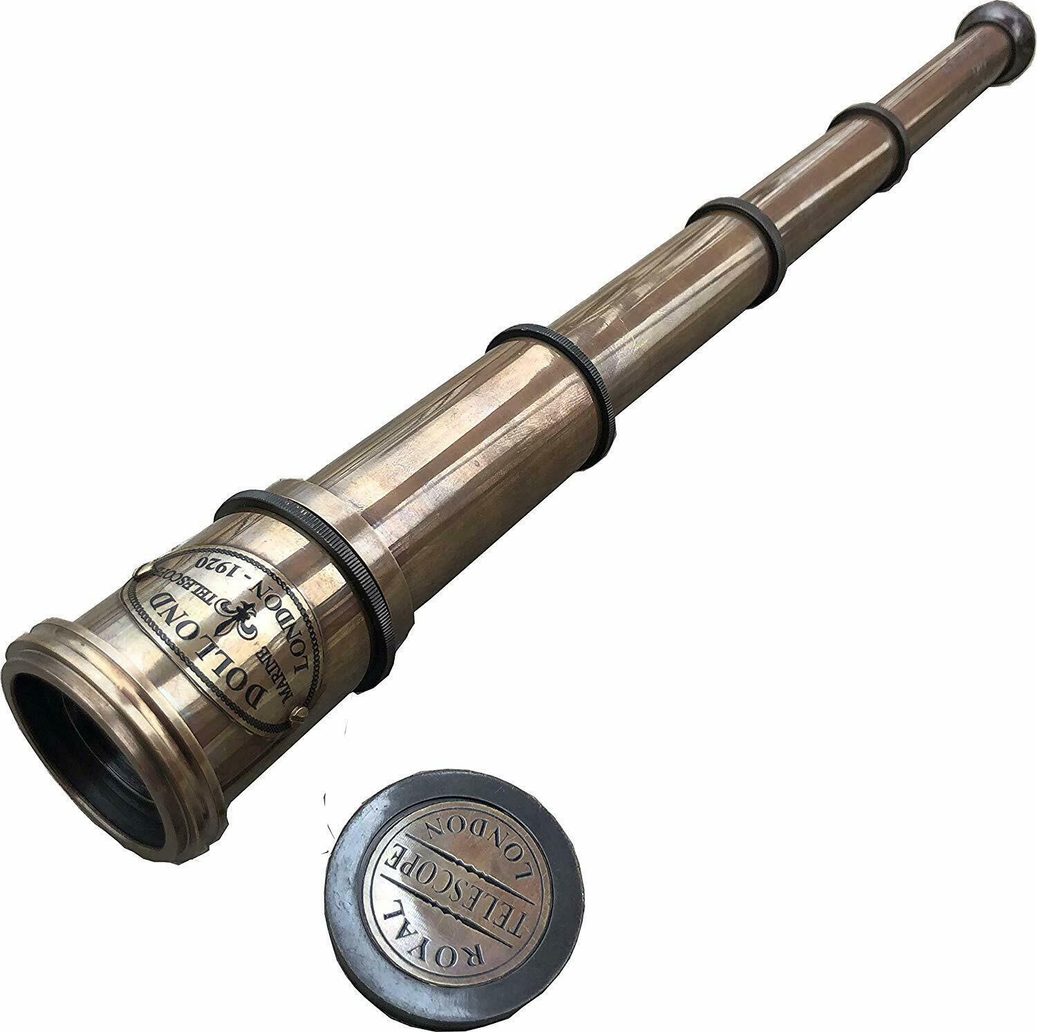 Vintage Brass Telescope Antique 20 Inch Hand Extending Victorian Pirate Telescope With Beautiful Polished View Angle: Straight