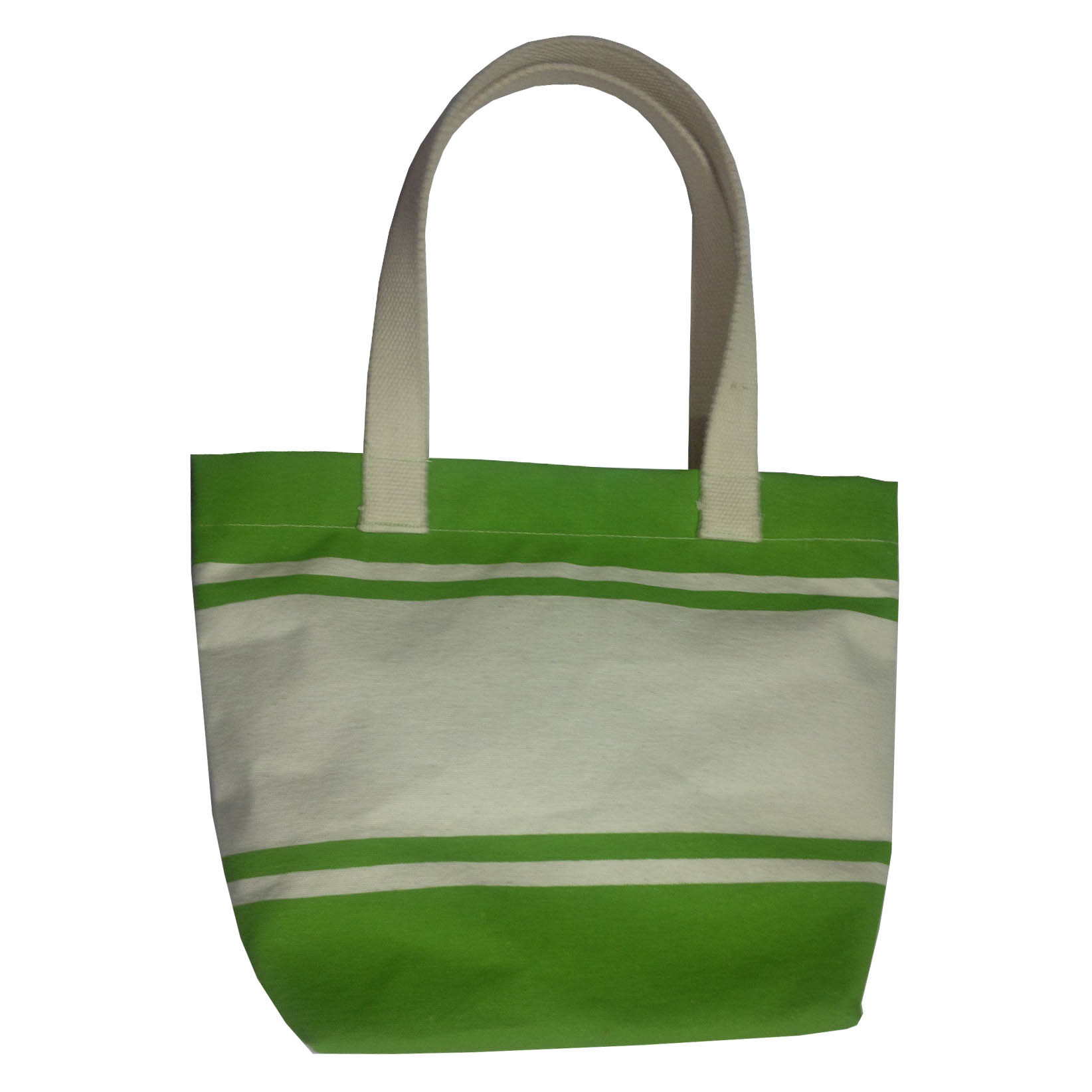 Customized 12 Oz Natural Canvas Striped Print Tote Bag