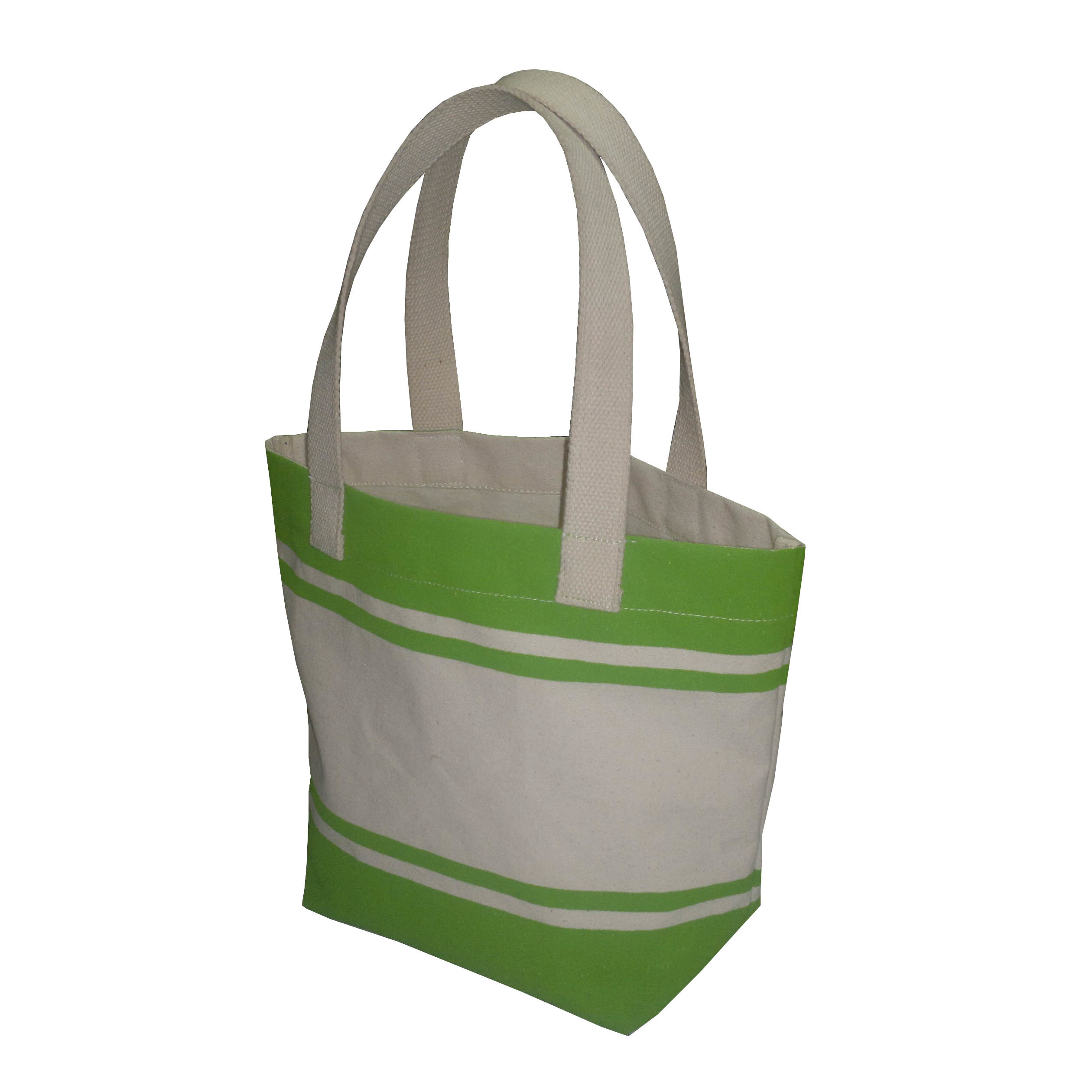 Customized 12 Oz Natural Canvas Striped Print Tote Bag