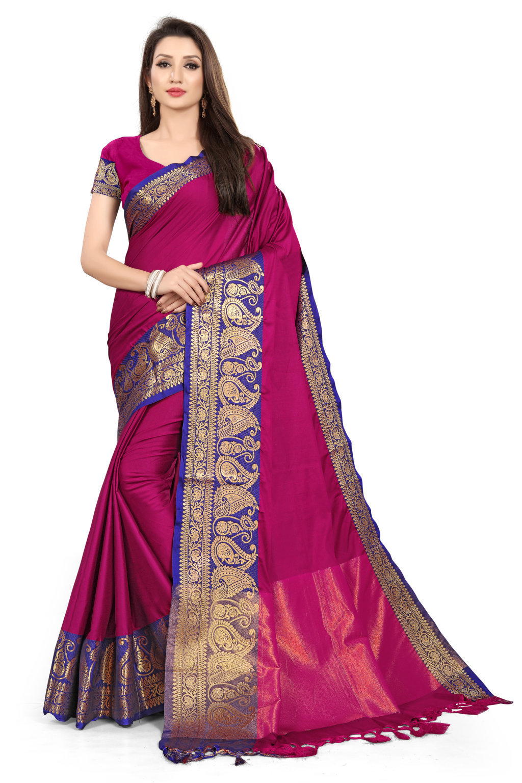 Poly Silk Saree Woven Banarasi Jacquard - Material: Polyester