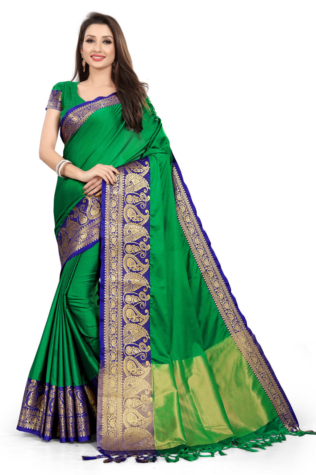 Poly Silk Saree Woven Banarasi Jacquard - Material: Polyester