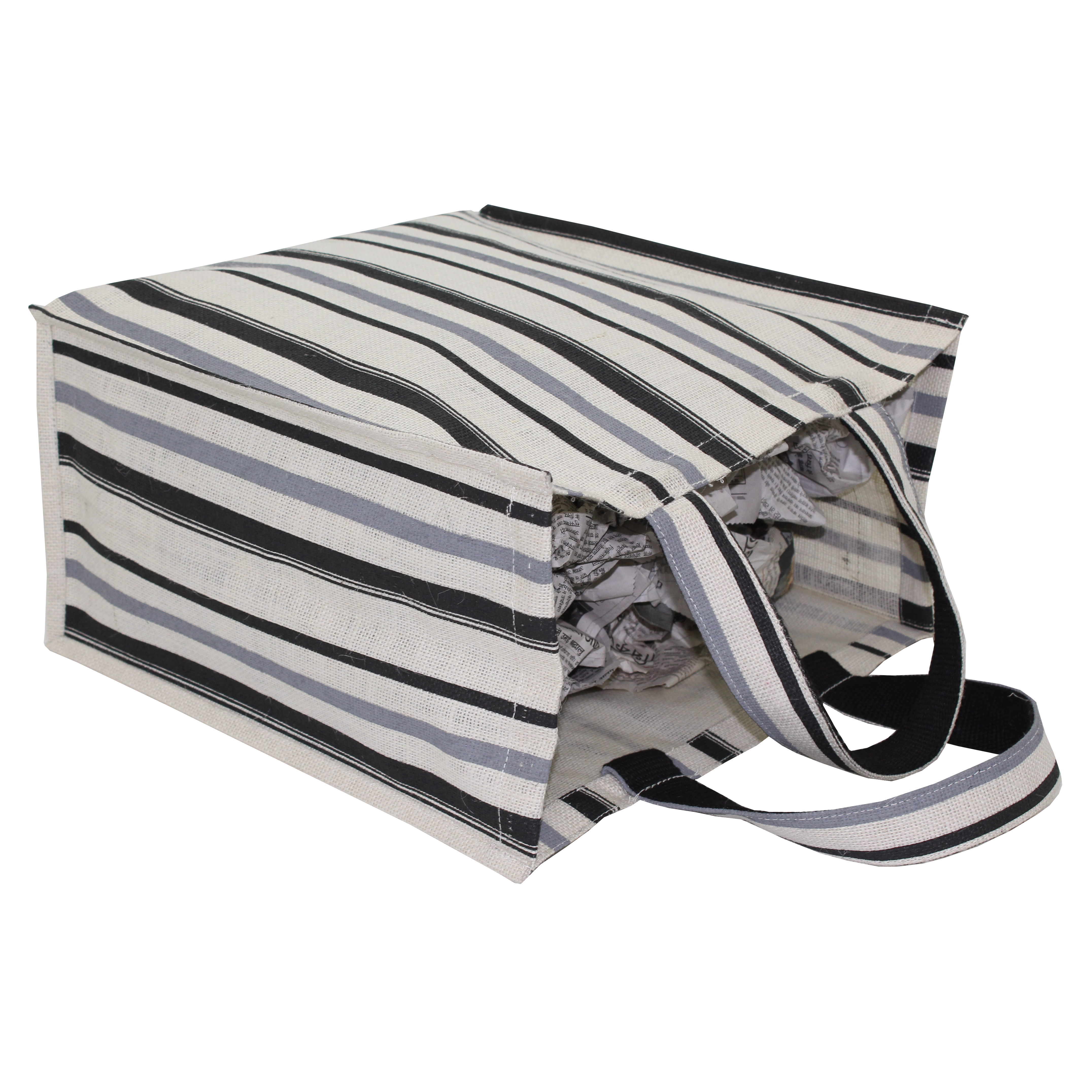 Customized Pp Laminated Jute Bag With Striped Print