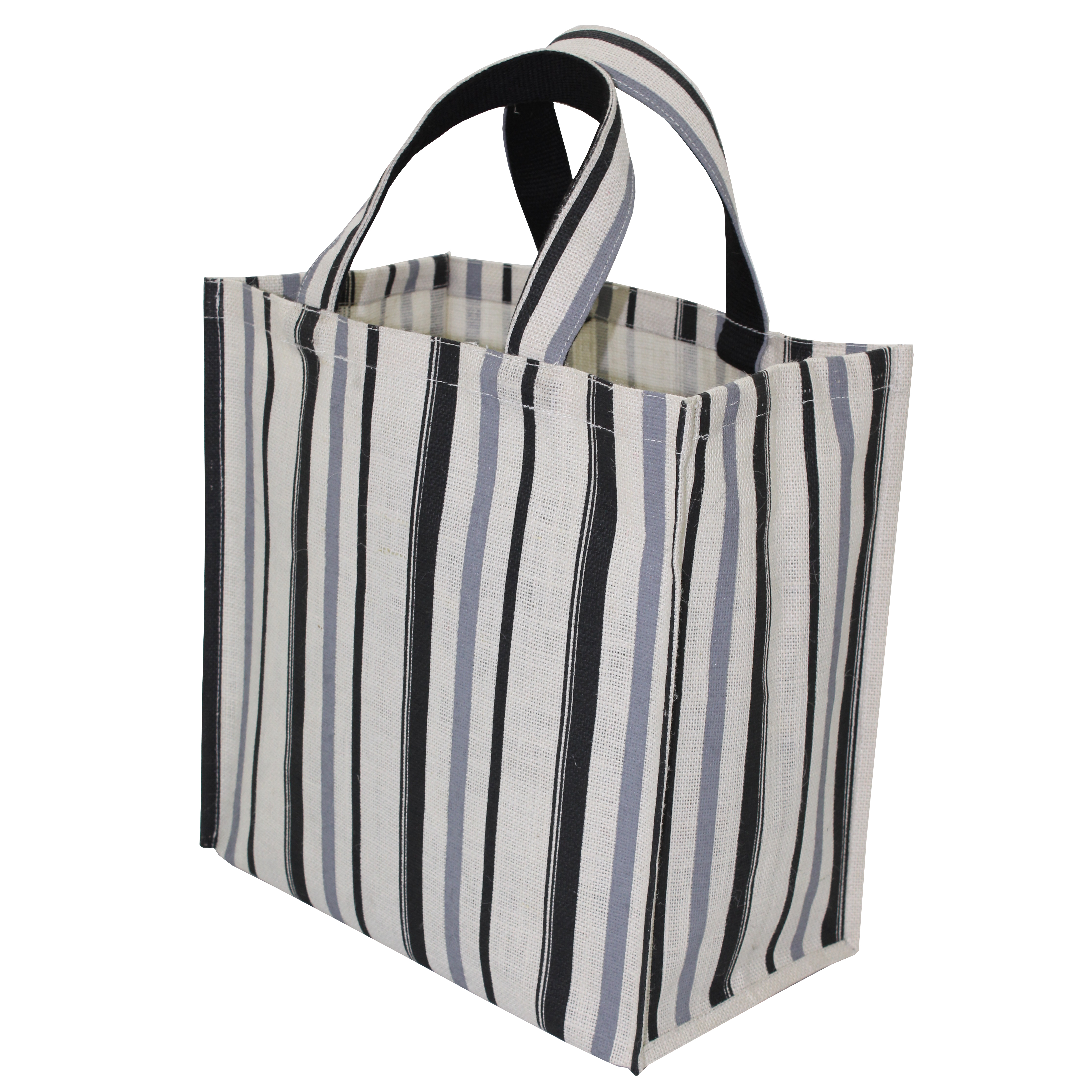 Customized Pp Laminated Jute Bag With Striped Print