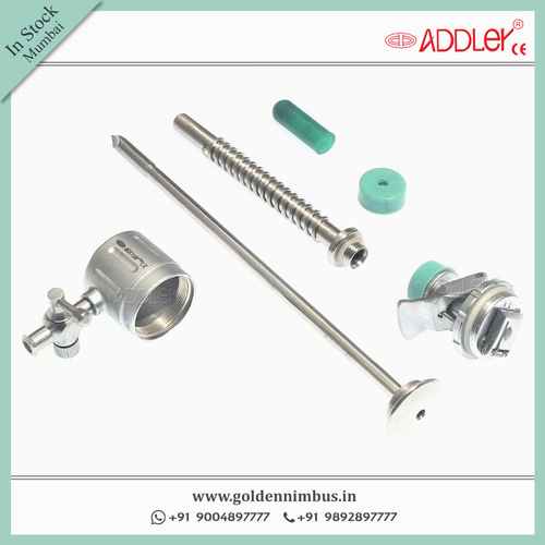 Addler Laparoscopic Multi-functional 10.5mm And 5.5mm Ss Trocar Cannula Oblique Pyramidical - Steel, 5x5x10 Inch, Semi-automatic, Portable, Waterproof, Sterilized
