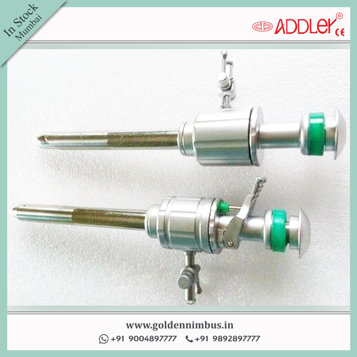 Addler Laparoscopic Multi-functional 10.5mm And 5.5mm Ss Trocar Cannula Oblique Pyramidical - Steel, 5x5x10 Inch, Semi-automatic, Portable, Waterproof, Sterilized