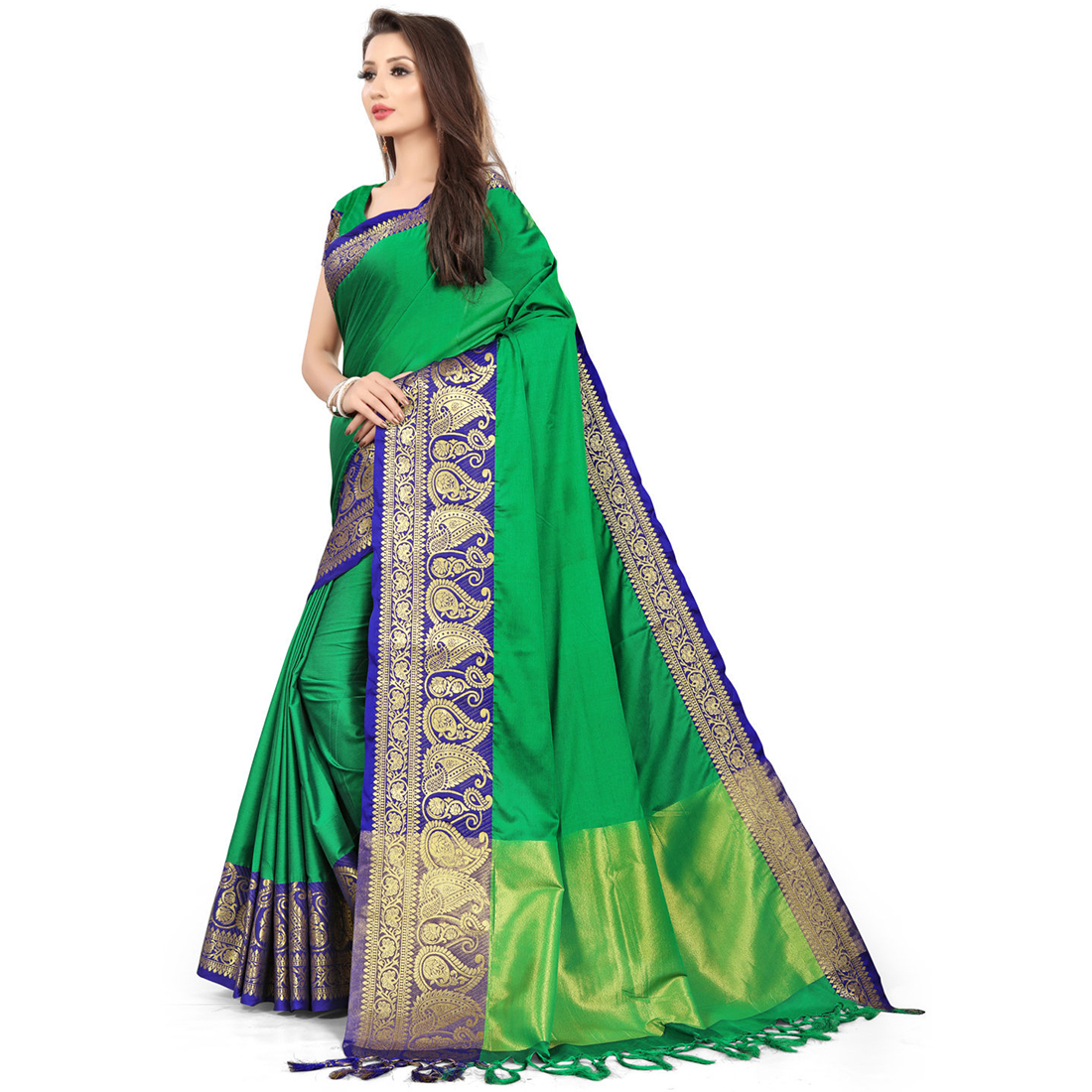 Poly Silk Saree Woven Banarasi Jacquard - Material: Polyester
