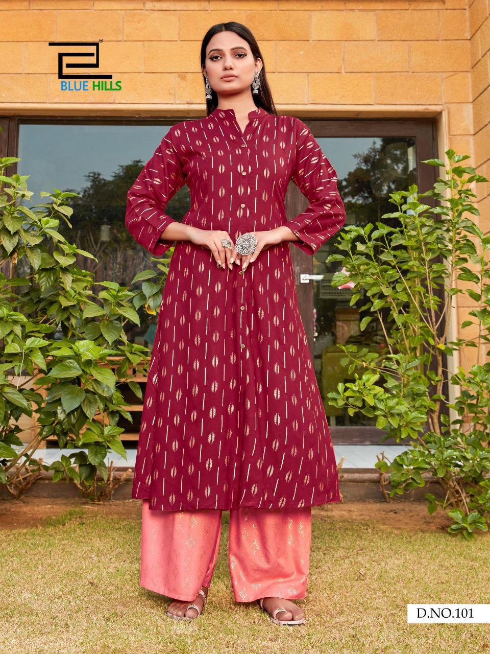 Dry Cleaning Iktara Pure Rayon Gold Print Kurtis With Plazzo