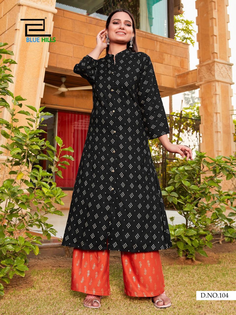 Dry Cleaning Iktara Pure Rayon Gold Print Kurtis With Plazzo