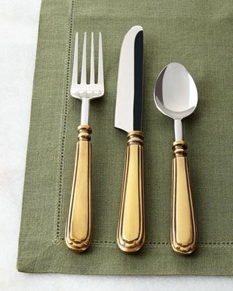 Brass Cutlery Set - Polished Finish, Unique Forks, Knives, and Dessert Spoon | Water Resistant, Durable, Easy To Clean, Scratch Resistant