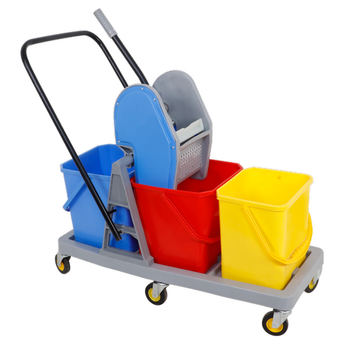 Hdpe Three Bucket Mop Trolley