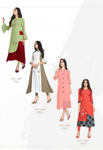 वॉशेबल पायल वॉल्यूम- 4 स्ट्रेट स्टाइल रेयॉन प्रिंटेड कुर्तियों की नई रेंज