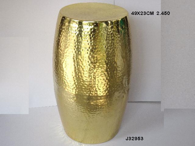 Hammered Stool - Aluminum, 45x31 Cm , Round Design In European Style